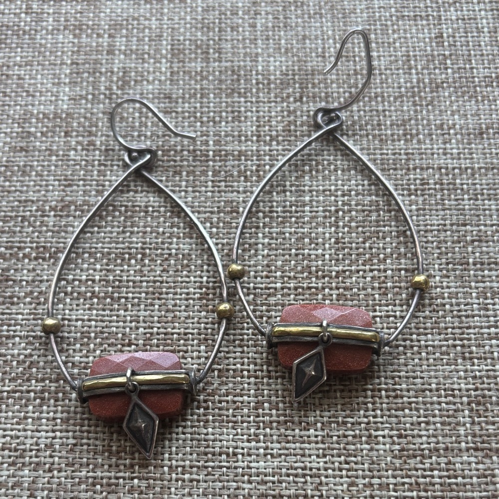 Silpada Gold and Brown Teardrop Earrings